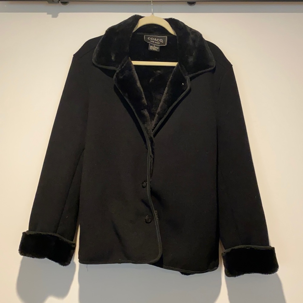 Coaco New York winter coat faux fur black size L
